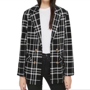 Topshop Black & White Plaid Blazer Size 4
